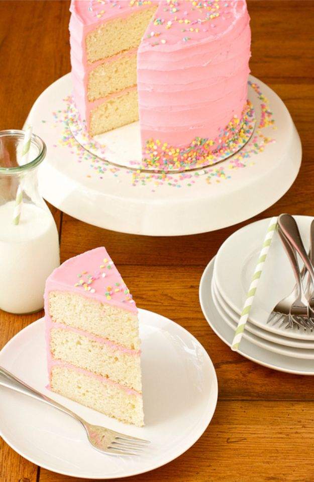 Baby Shower Cakes DIY - Pink Vanilla Bean Cake - Easy Cake Recipes and Cupcakes to Make For Babies Showers - Ideas for Boys and Girls, Neutral, for Twins