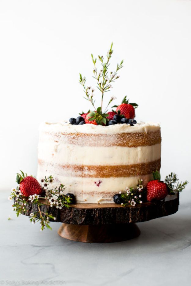 Baby Shower Cakes DIY - Vanilla Naked Cake - Easy Cake Recipes and Cupcakes to Make For Babies Showers - Ideas for Boys and Girls, Neutral, for Twins