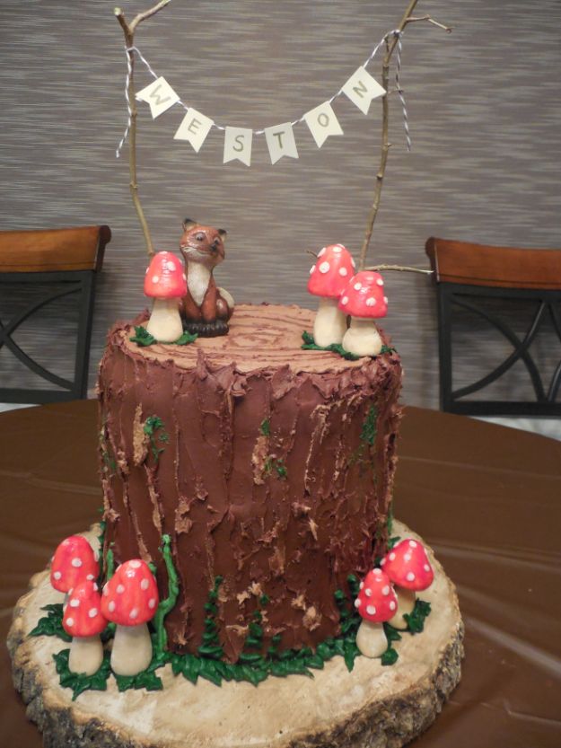 Baby Shower Cakes DIY - Woodland Themed Baby Shower Cake - Easy Cake Recipes and Cupcakes to Make For Babies Showers - Ideas for Boys and Girls, Neutral, for Twins