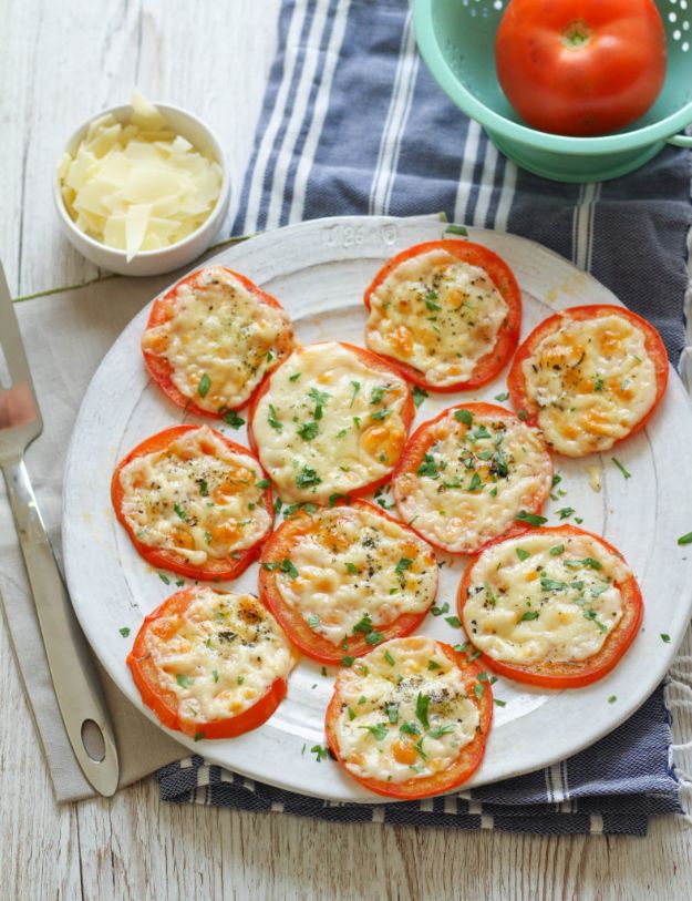 Best Recipes for the Cheese Lover - Baked Parmesan Tomatoes - Easy Recipe Ideas With Cheese - Homemade Appetizers, Dips, Dinners, Snacks, Pasta Dishes, Healthy Lunches and Soups Made With Your Favorite Cheeses - Ricotta, Cheddar, Swiss, Parmesan, Goat Chevre, Mozzarella and Feta Ideas - Grilled, Healthy, Vegan and Vegetarian #cheeserecipes #recipes #recipeideas #cheese #cheeserecipe http://diyjoy.com/best-recipes-cheese-lover