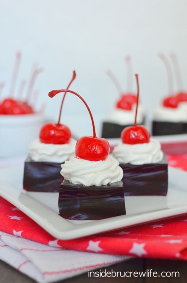 Best Jello Shot Recipes - Cherry Dr. Pepper Jello Squares - Easy Jello Shots Recipe Ideas with Vodka, Strawberry, Tequila, Rum, Jolly Rancher and Creative Alcohol - Unique and Fun Drinks for Parties like Whiskey Fireball, Fall Halloween Versions, Malibu, 4th of July, Birthday, Summer, Christmas and Birthdays http://diyjoy.com/best-jello-shot-recipes