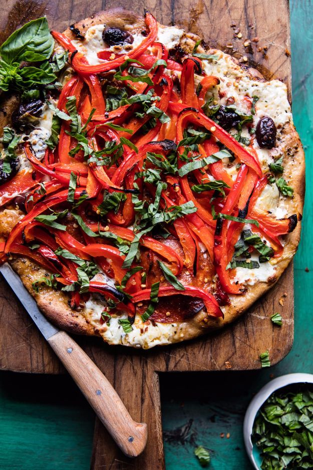 Best Pizza Recipes - Mediterranean Roasted Red Pepper Pizza - Homemade Pizza Recipe Ideas for Healthy, Easy Dinner, Lunch and Snacks - How To Make Pizza Dough at Home - Step by Step Tutorials for Varieties with Pepperoni, Gourmet and Unique Tips With Pillsbury Biscuits, for Kids, With Chicken and French Bread - Thin Crust and Deep Dish Pizzas http://diyjoy.com/best-pizza-recipes