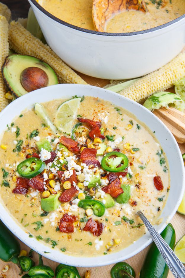 Soup Recipes - Mexican Street Corn Soup - Healthy Soups and Recipe Ideas - Easy Slow Cooker Dishes, Soup Recipe for Chicken, Sausage, With Ground Beef, Potato, Vegetarian, Mexican and Asian Varieties - Creamy Soups for Winter and Fall - Low Carb and Keto Meals - Quick Bean Soup and Copycat Recipes http://diyjoy.com/soup-recipes