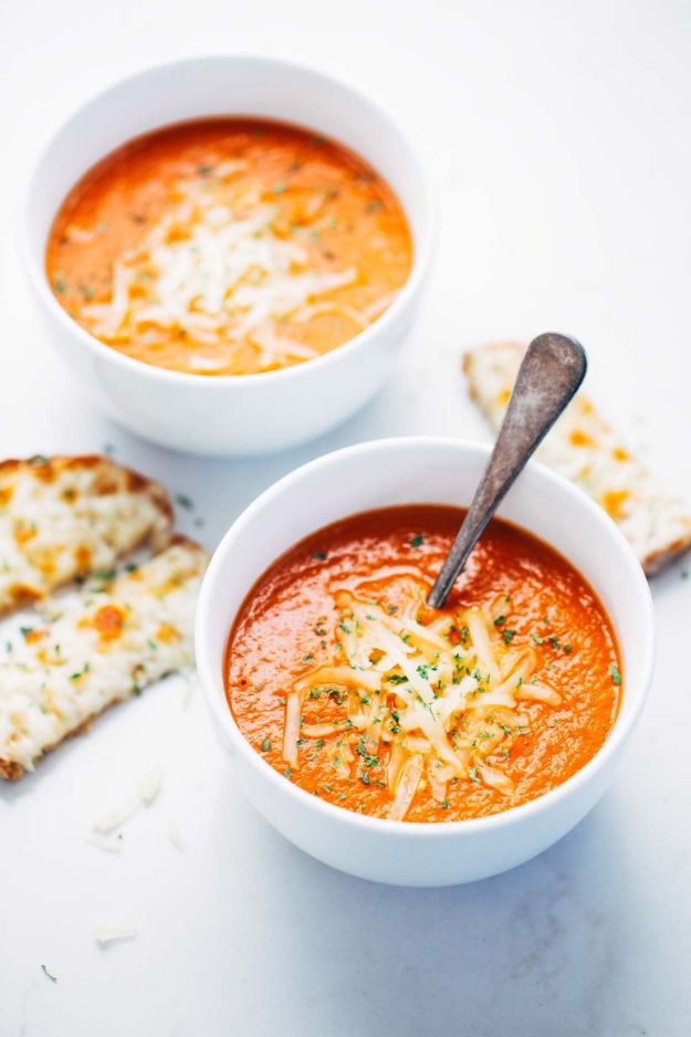 Soup Recipes - Simple Homemade Tomato Soup - Healthy Soups and Recipe Ideas - Easy Slow Cooker Dishes, Soup Recipe for Chicken, Sausage, With Ground Beef, Potato, Vegetarian, Mexican and Asian Varieties - Creamy Soups for Winter and Fall - Low Carb and Keto Meals - Quick Bean Soup and Copycat Recipes http://diyjoy.com/soup-recipes
