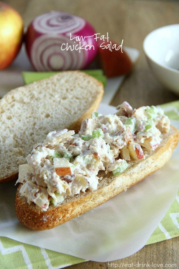 Best Lowfat Recipes - Low-Fat Chicken Salad - Easy Low fat and Healthy Recipe Ideas For Eating Well and Dieting, Weight Loss - Quick Breakfasts, Lunch, Dinner, Snack and Desserts - Foods with Chicken, Vegetables, Salad, Low Carb, Beef, Egg, Gluten Free http://diyjoy.com/best-lowfat-recipes