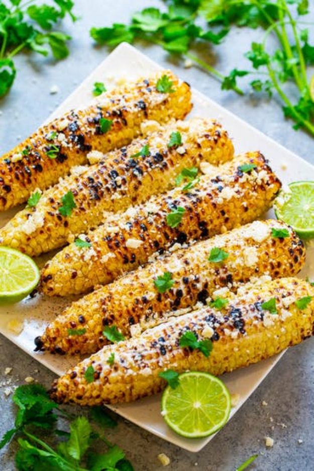 Potluck Recipe Ideas - Grilled Mexican Corn Elote - Easy Recipes to Take To Potlucks - Dinner Casseroles, Salads, One Pot Meals, Pasta Dishes, Quick Crockpot Recipes