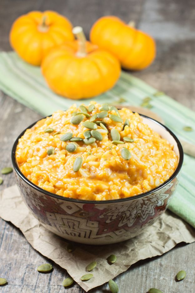 Pumpkin Recipes - Pumpkin Risotto - Easy Dessert Ideas, Dinner Meals With Pumpkin- Paleo, Gluten Free, Fresh and Healthy Pumpkin Recipes for Kids - Best Pumpkin Pie for Thanksgiving Desserts Healthy Pumpkin Ideas and Easy Bread, Pie, Dessert and Muffins - Recipe for Pumpkin Spice Apple Dishes, Paleo and Gluten Free Versions of Holiday Favorites - Breakfast, Lunch, Snack, Dinner and Dessert Recipes With Pumpkin Savory and Hearty Fall Meals - http://diyjoy.com/pumpkin-recipes