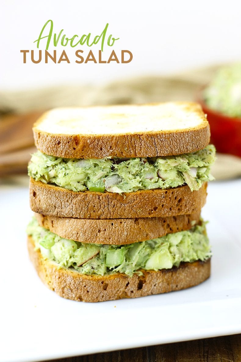 Avocado Tuna Salad Recipe - a healthy lunch recipe made with avocado in place of mayo.
