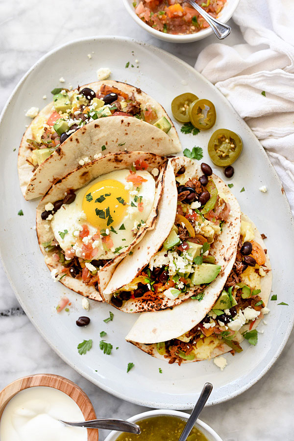 Breakfast Tacos Recipe for breakfast, brunch or dinner | foodiecrush.com