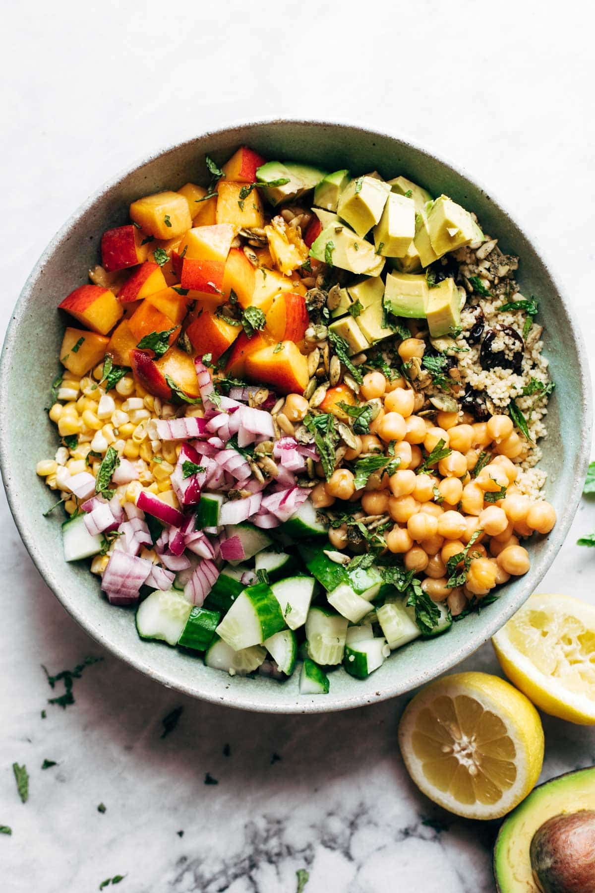 Couscous summer salad in a bowl.
