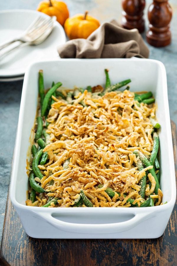 The Best Green Bean Casserole Ever: this winning recipe is made from scratch with fresh green beans, mushrooms, heavy cream and no cans of cream of anything! #greenbeancasserole #thanksgiving #casserole #holidays #christmas #sidedish 