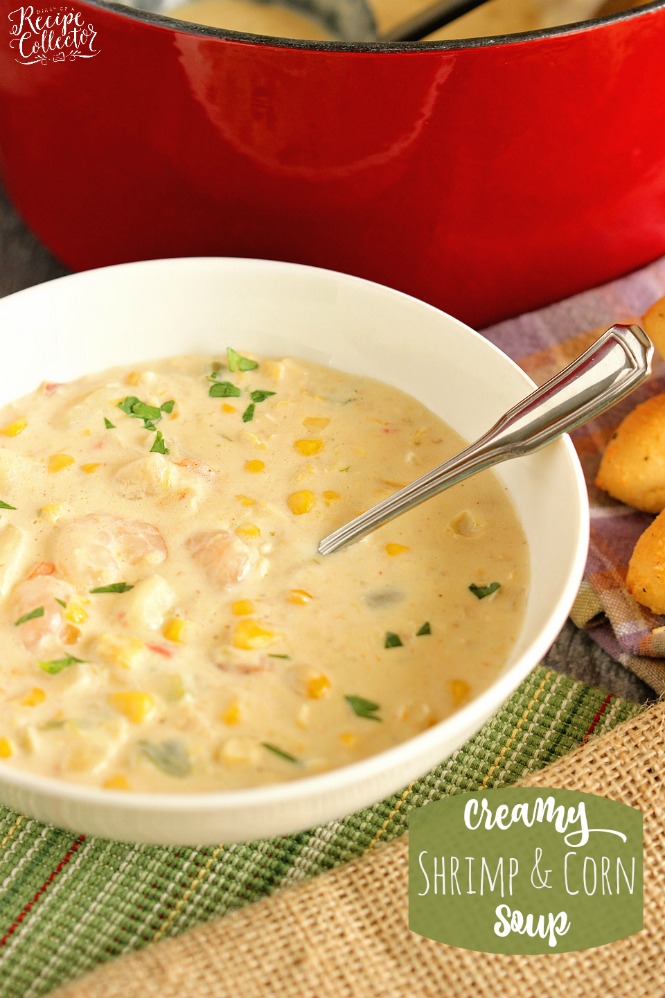 Creamy Shrimp & Corn Soup - A creamy Cajun-flavored soup filled with shrimp, corn, and potatoes and ready in about 30 minutes. It