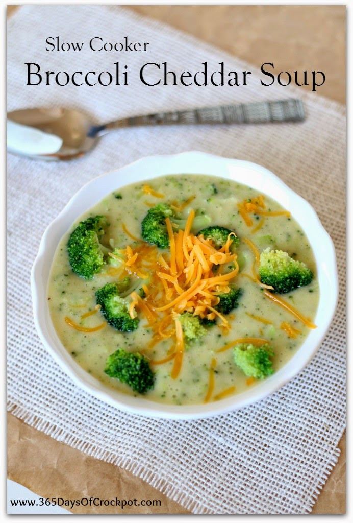 365 Gluten Free Crockpot Recipes
 Slow Cooker Broccoli Cheddar Soup lightened up and gluten