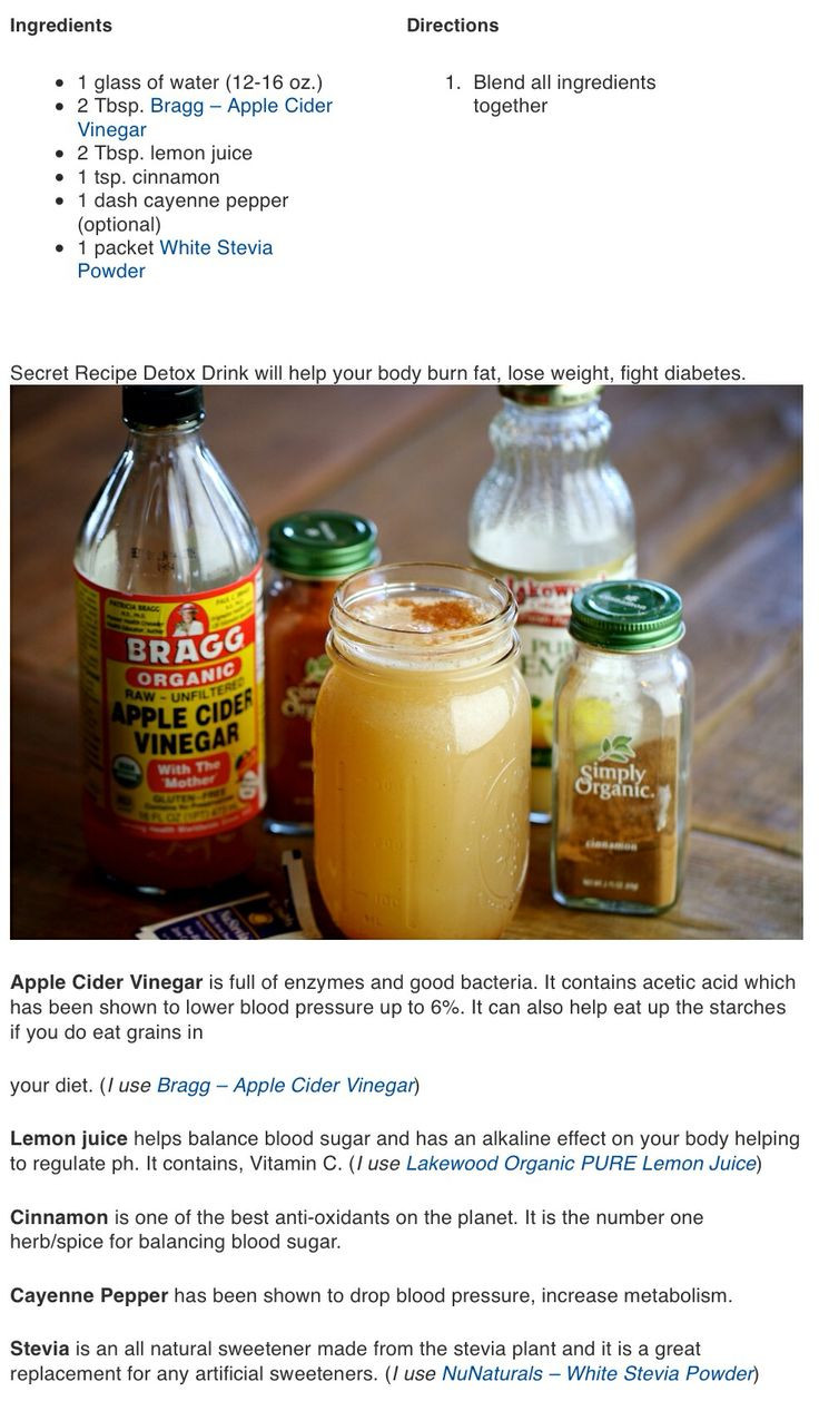 Apple Cider Vinegar Weight Loss Recipes
 Detox recipe Natural detox Healthy Me