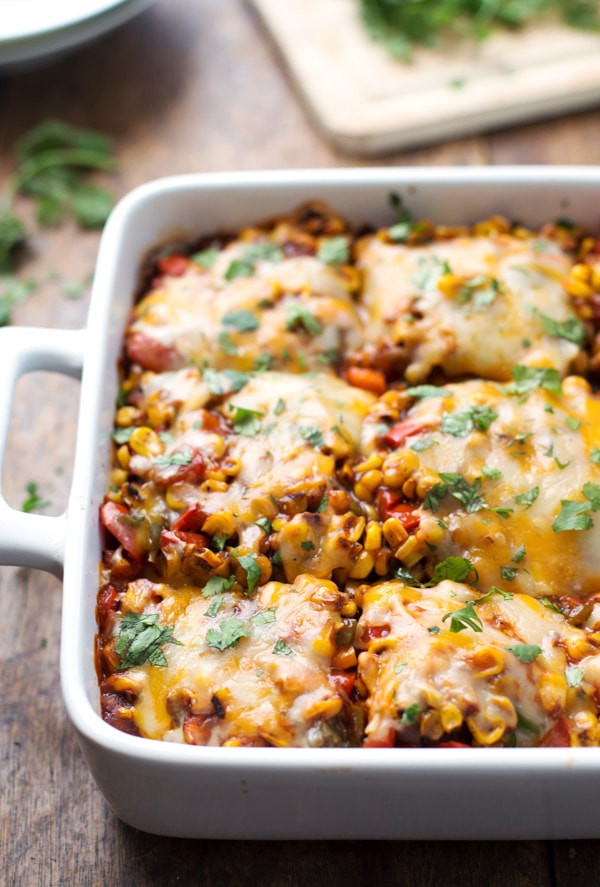 Bake Vegetarian Recipes
 Healthy Mexican Casserole with Roasted Corn and Peppers