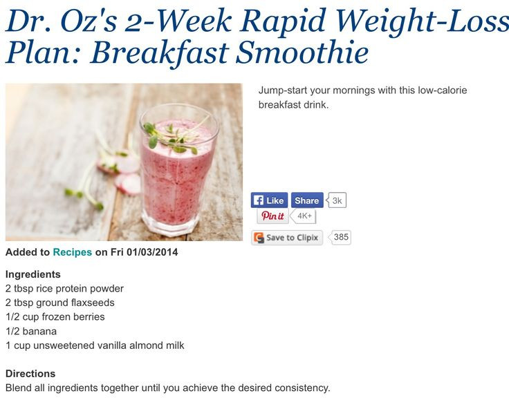 Best Morning Smoothies For Weight Loss
 Dr oz weight loss breakfast smoothie