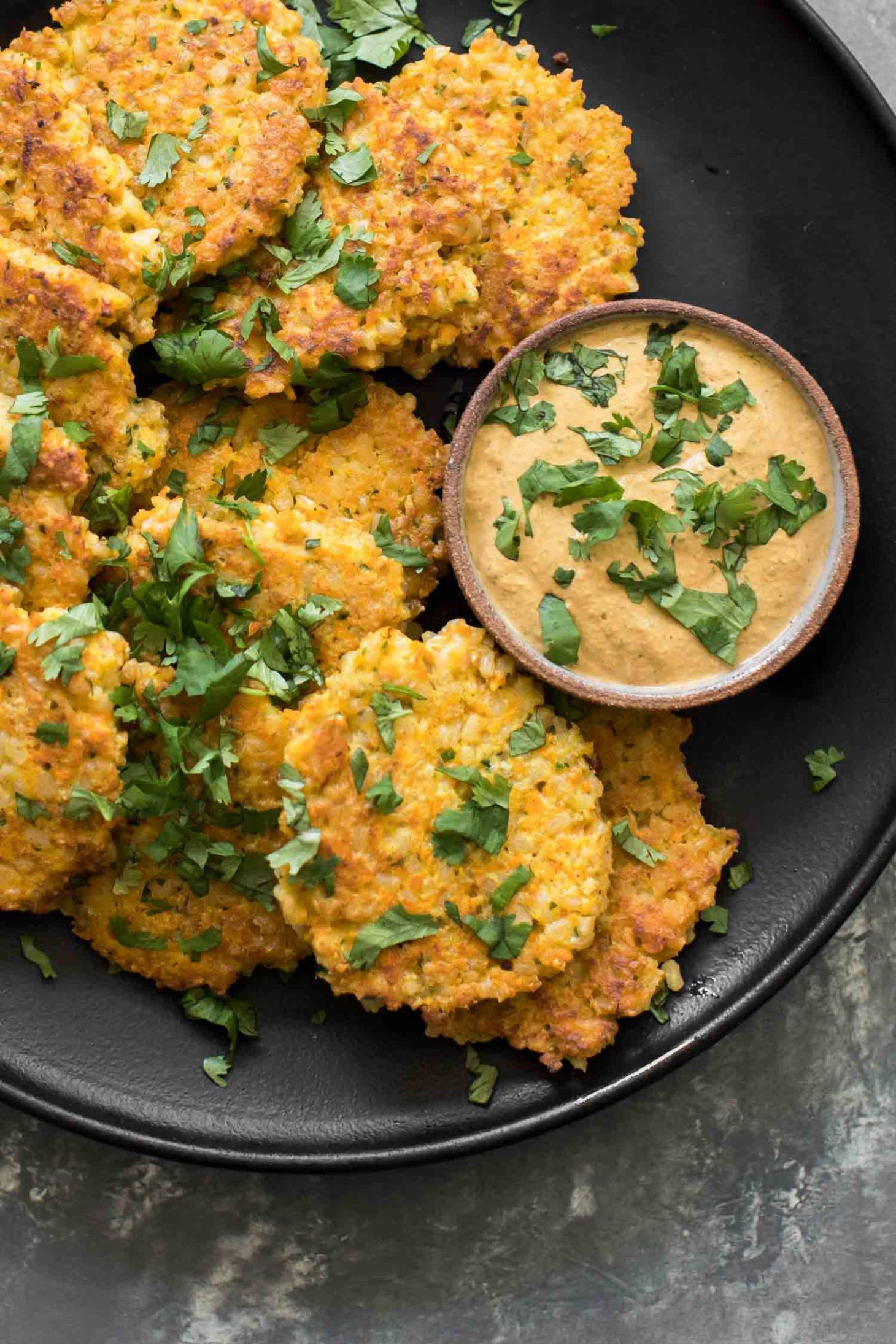 Carrot Recipes Vegetarian
 Brown Rice Carrot Fritters with Chipotle Sunflower Sauce