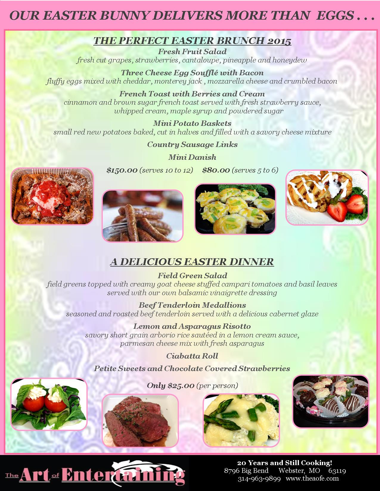 Catered Easter Dinner
 Easter Menu 2018 The Art of Entertaining The Art of