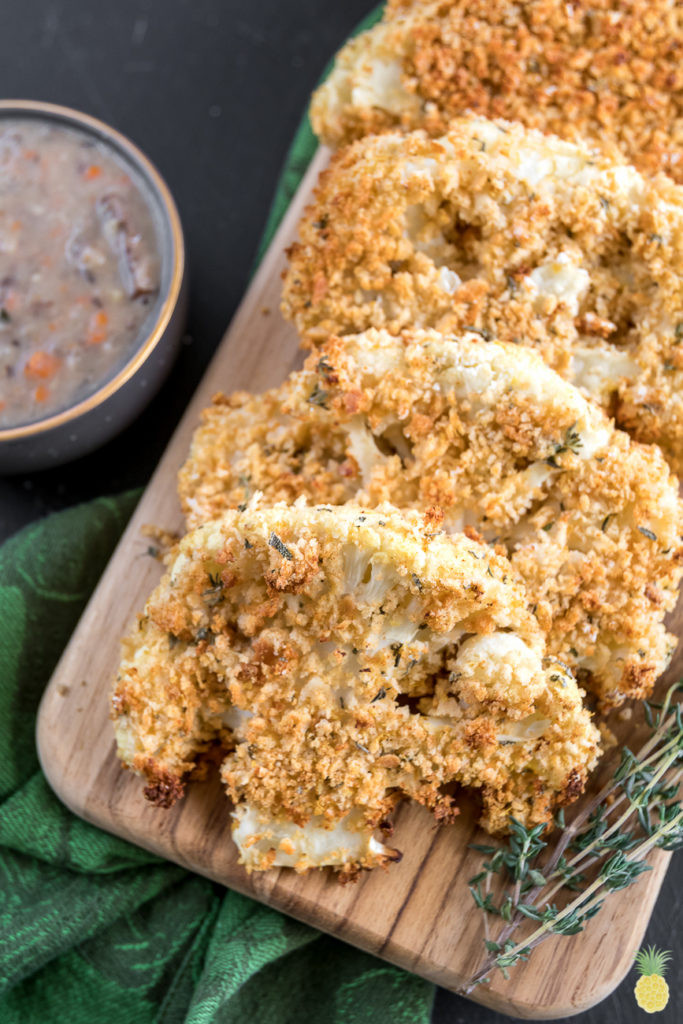 Cauliflower Steaks Vegan
 Breaded Thanksgiving Cauliflower Steaks oil free