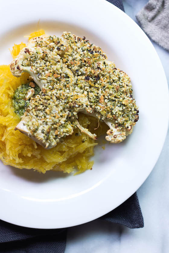 Cauliflower Steaks Vegan
 Hemp & Pistachio Crusted Cauliflower Steaks vegan gluten