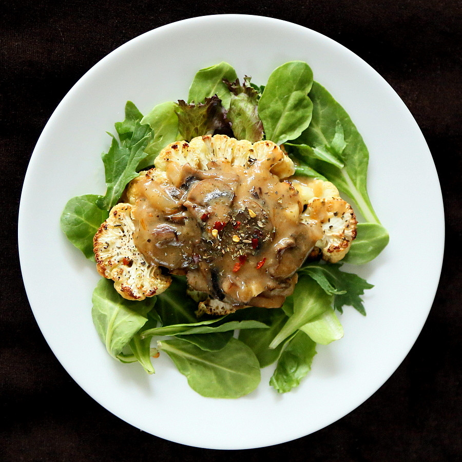 Cauliflower Steaks Vegan
 Cauliflower Steaks with Mushroom Gravy Vegan Glutenfree