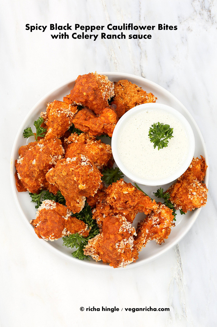 Cauliflower Vegan Recipes
 Spicy Baked Cauliflower Bites with Celery Ranch Vegan