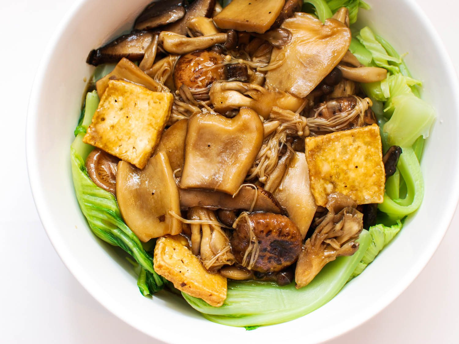 Chinese Recipes Vegetarian
 Mushrooms and Tofu With Chinese Mustard Greens Recipe