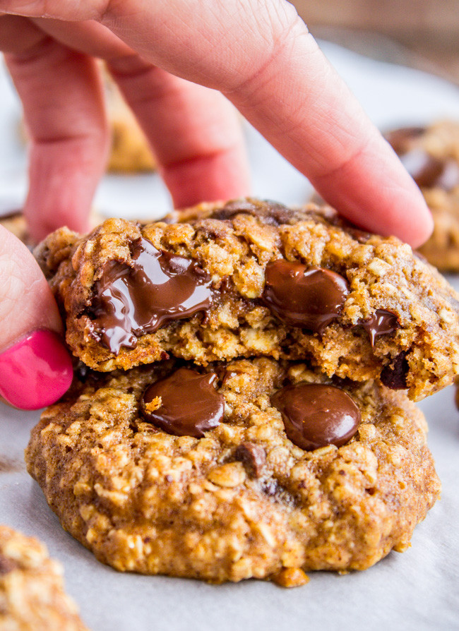 Choc Chip Oatmeal Cookies Healthy
 Skinny Oatmeal Chocolate Chip Cookies The Food Charlatan