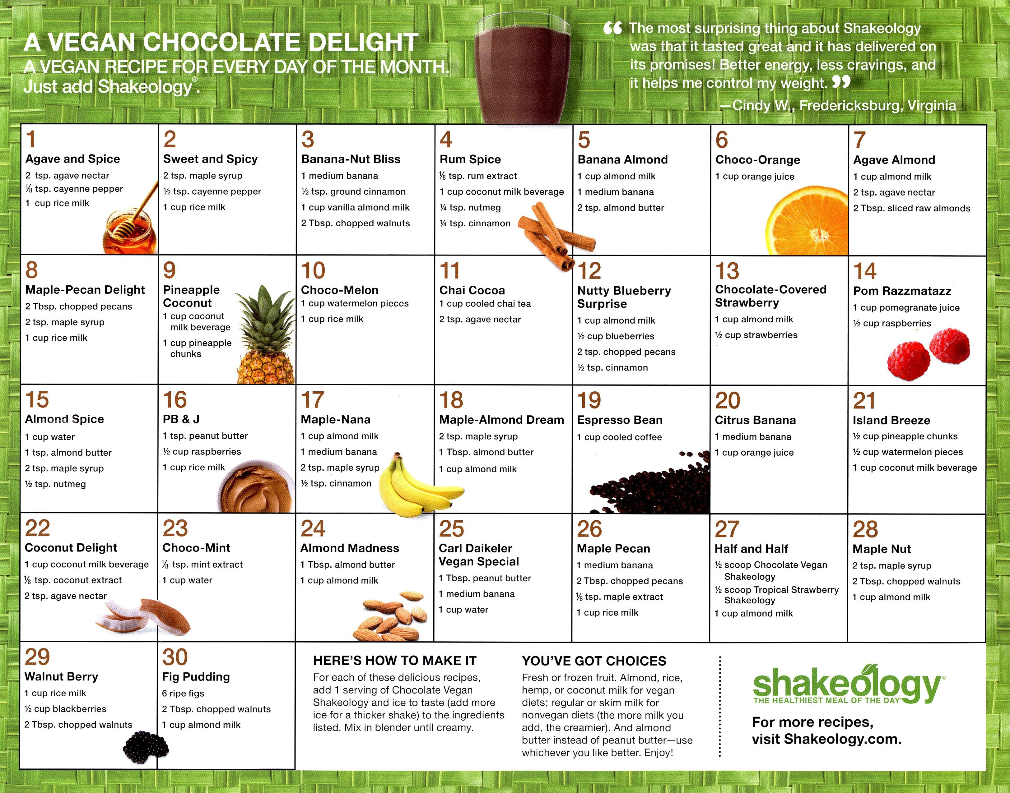 Chocolate Vegan Shakeology Recipes
 Vegan Chocolate Shakeology