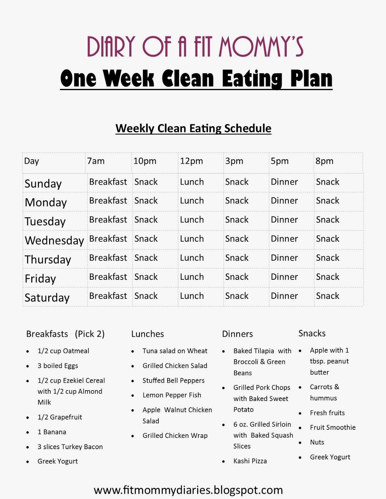 Clean Eating Weight Loss Plan
 Eating Clean Meal Plan Summer Menu