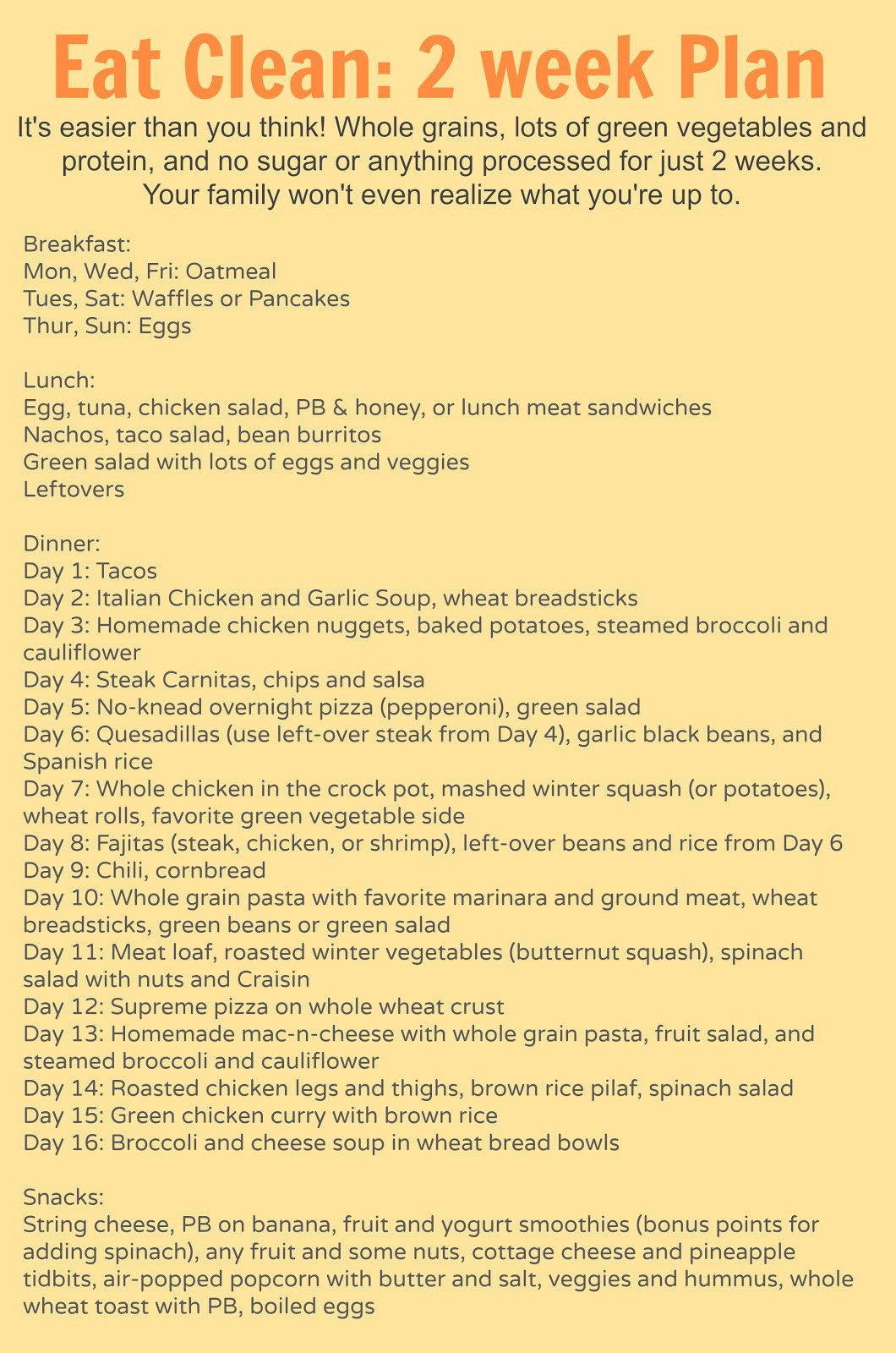 Clean Eating Weight Loss Plan
 “Eat Clean For e Month With Me” Plan – Tessa Van Wade