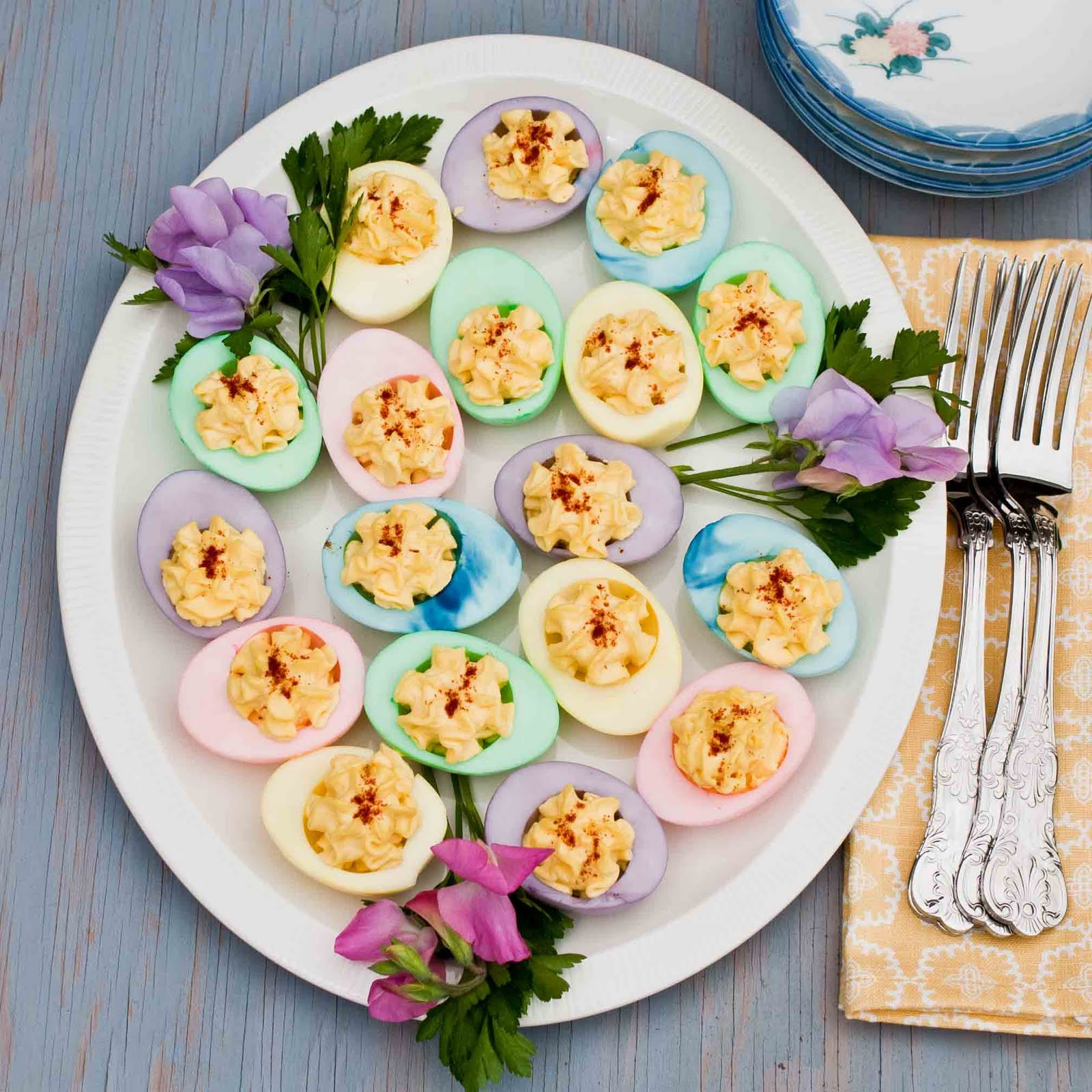 Colored Easter Deviled Eggs
 For the Love of Food Colored Deviled Eggs