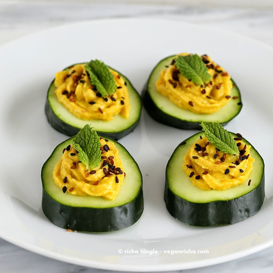Cucumber Recipes Vegan
 Cucumber Hummus Sesame Seed Mint Appetizer Bites Vegan