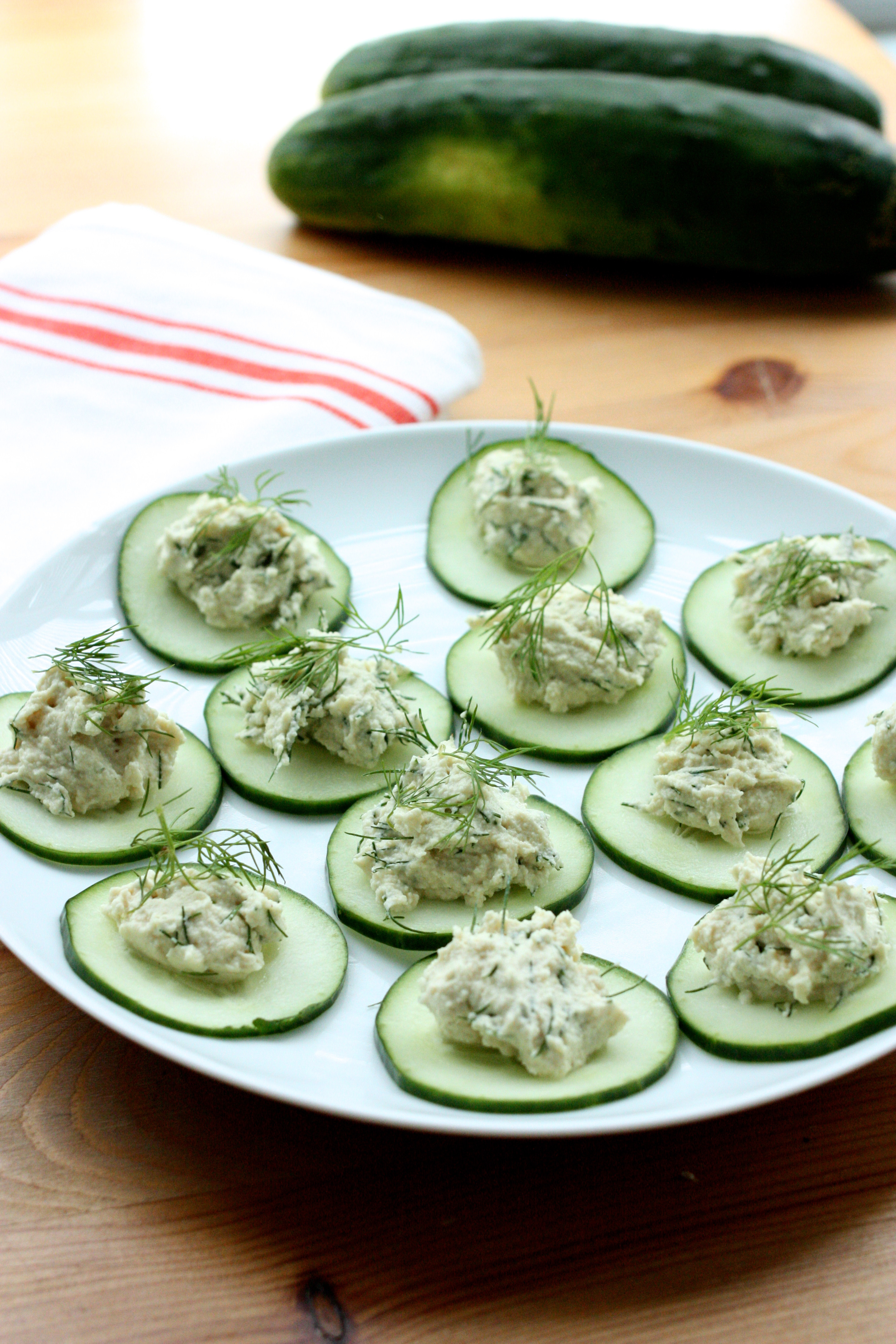 Cucumber Recipes Vegan
 Seasonal Appetizer Cucumber Rounds with Raw Herbed Dill