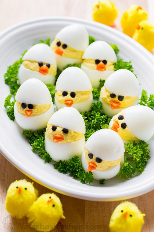 Cute Deviled Eggs For Easter
 Easter Egg Recipe Deviled Egg Chicks NatashasKitchen