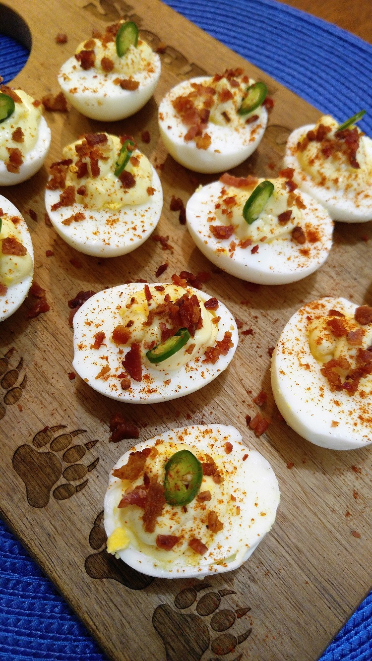 Dairy Free Deviled Eggs
 Gluten Free Deviled Eggs with Bacon & Jalapeno