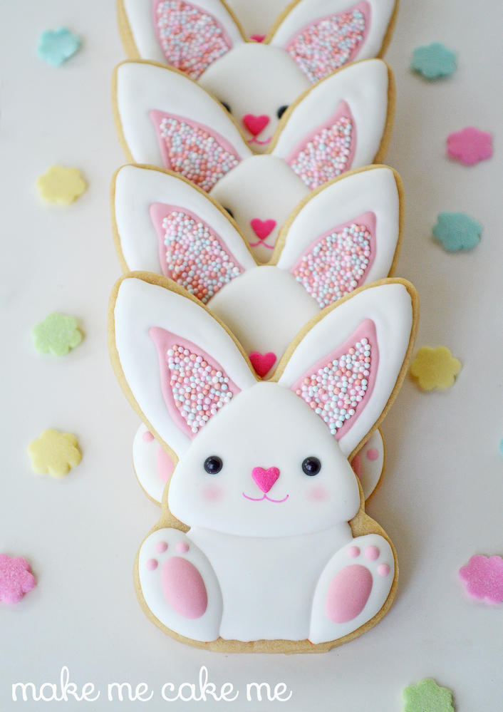 Easter Bunny Sugar Cookies
 Sprinkle y Pink Easter Bunny Cookies