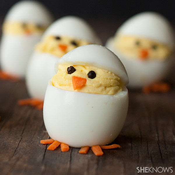 Easter Chick Deviled Eggs
 Turn deviled eggs into adorable hatching chicks