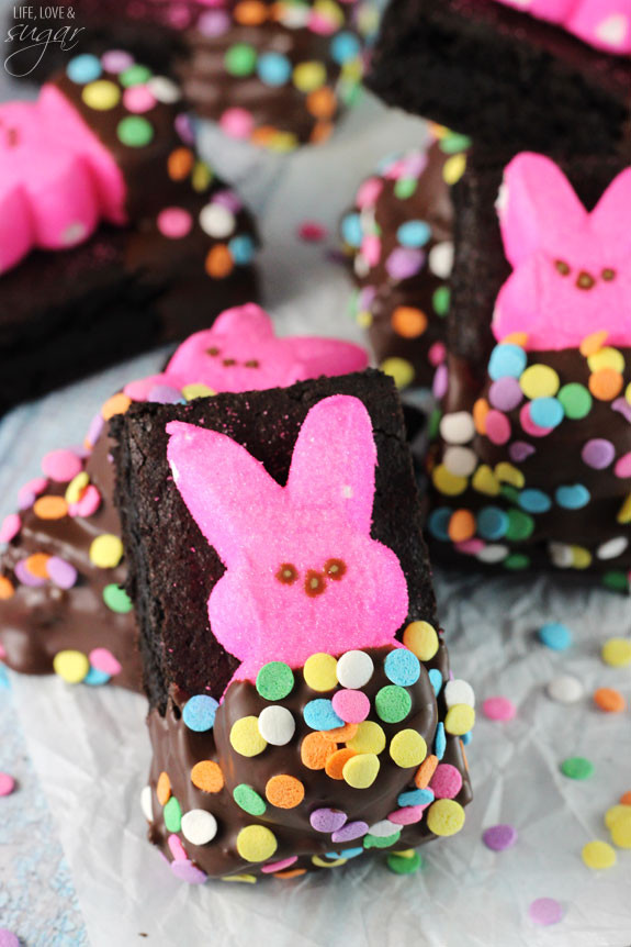 Easter Desserts With Peeps
 Bunny Peeps in a Blanket Brownies Life Love and Sugar