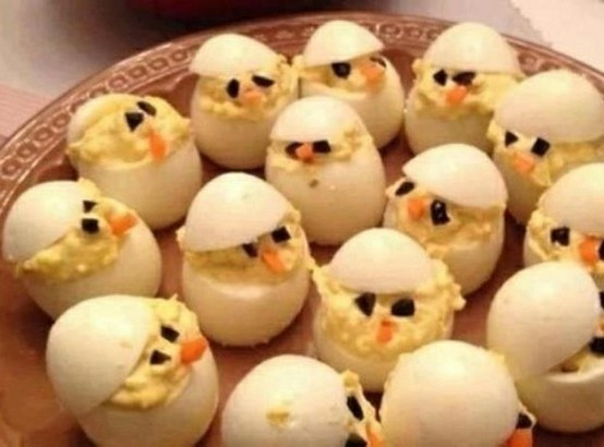 Easter Deviled Eggs Chicks
 Deviled eggs oh these are just the cutest lil chickadees