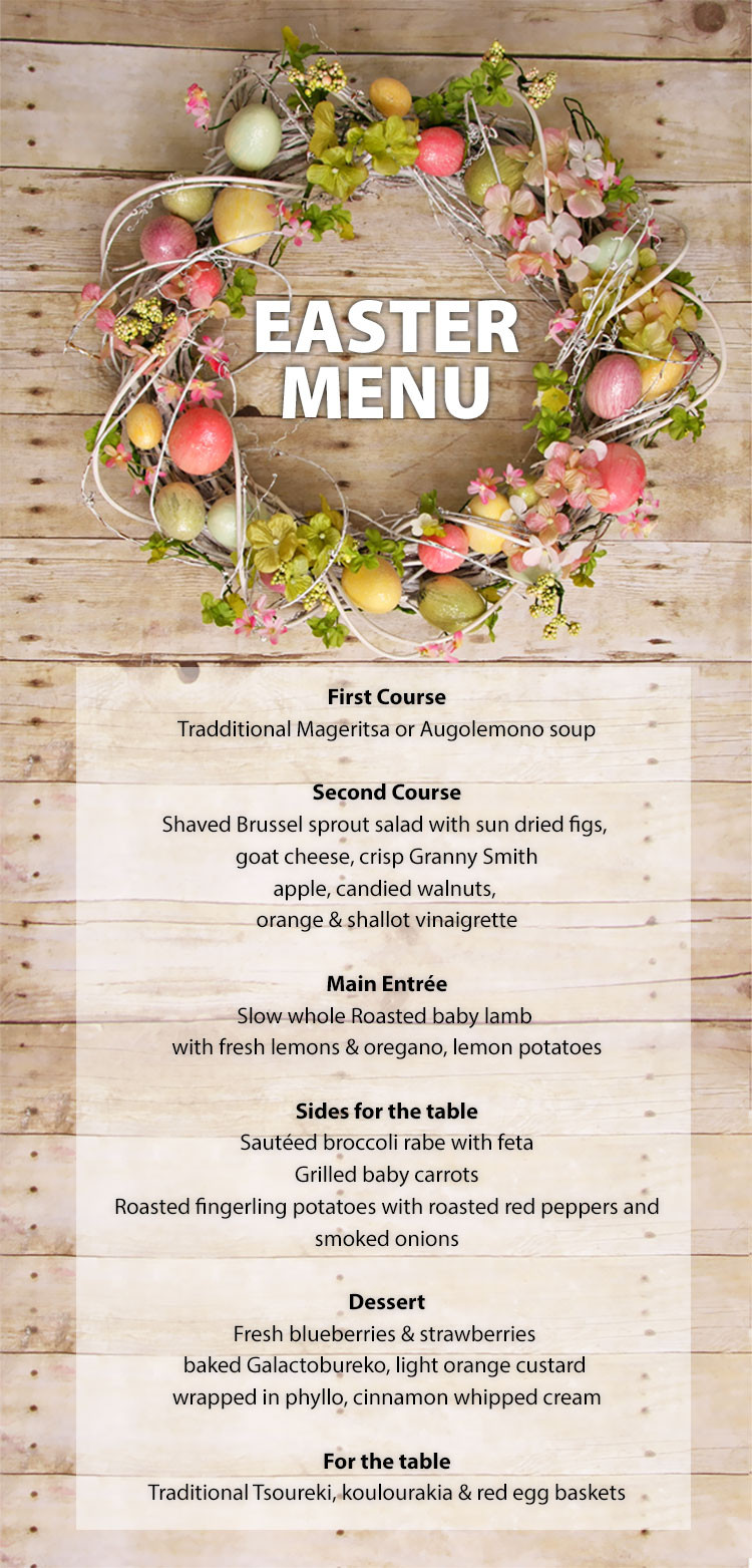 Easter Dinner Menue
 Easter Menu 2015 Ammos Estiatorio