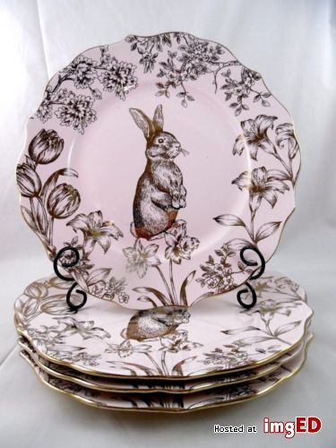 Easter Dinner Plates
 222 fifth bunny hill set 4 8 12 dinner plates pink gold