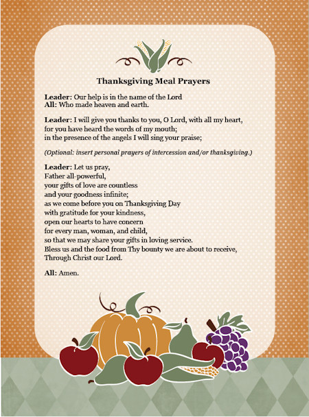 Easter Dinner Prayer
 Thanksgiving Day Meal Prayers — Family in Feast and Feria