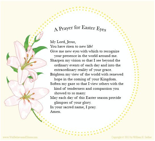 Easter Dinner Prayers
 We invite you to a “Prayer for Easter Eyes” and