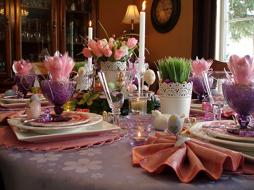 Easter Dinner Table
 Dining Delight Purple & Pink Easter Brunch