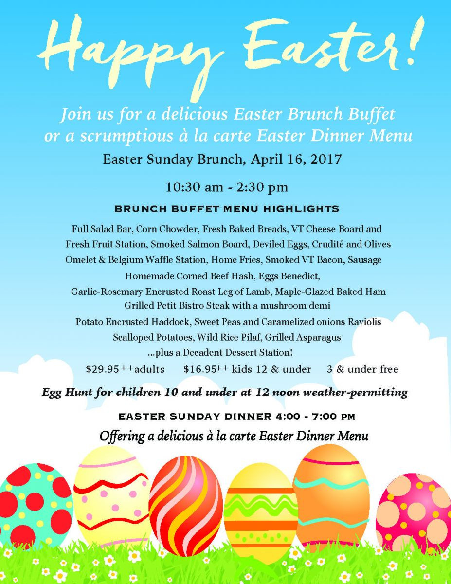 Easter Dinners Menu
 Mt Anthony Country Club Grille 802 442 2617