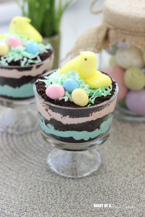 Easter Dirt Cake Recipe
 Easter Peeps Dirt Pudding Cups Diary of A Recipe Collector