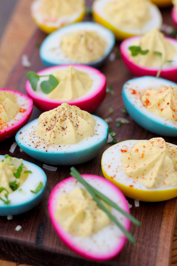 Easter Egg Deviled Eggs
 Dyed Greek Yogurt Deviled Eggs Kitchen Vignettes