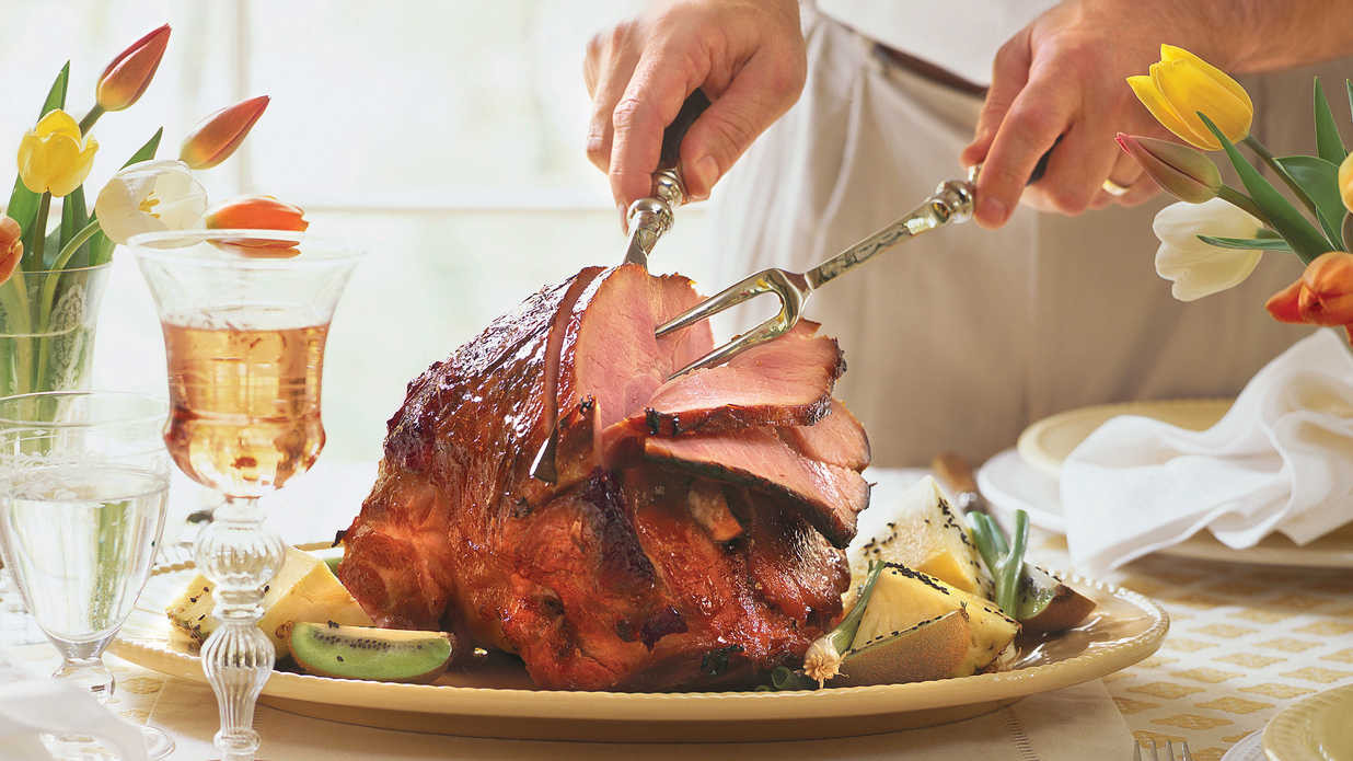 Easter Ham Tradition
 Sweet Hot Plum Glazed Ham Traditional Easter Dinner