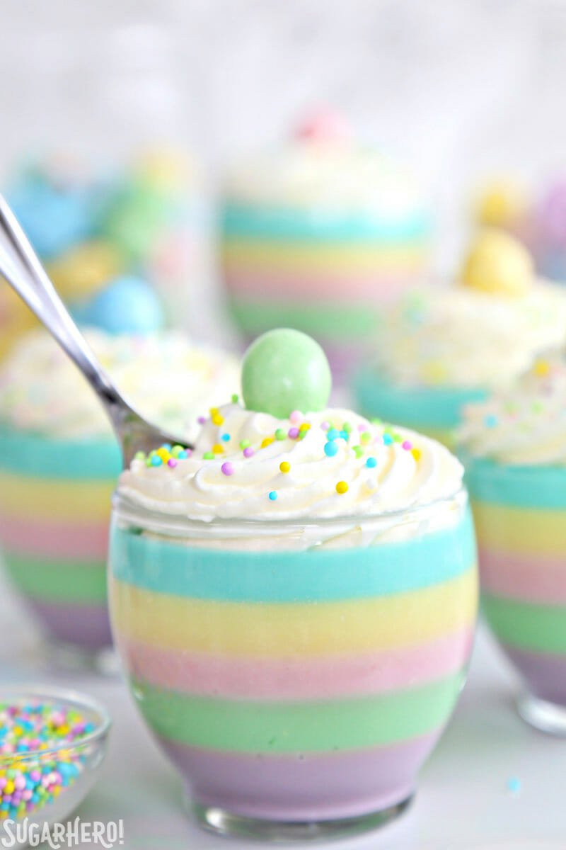 Easter Jello Desserts
 Pastel Rainbow Gelatin Cups SugarHero